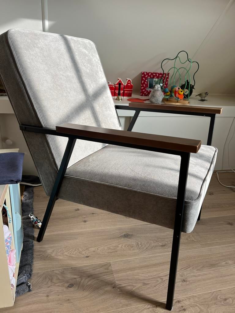 WOOOD Sally Fauteuil - Verweerd groen / grijs, Ophalen, Minder dan 75 cm, Zo goed als nieuw, 75 tot 100 cm