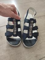 Nieuwe Leren blauwe sandalen met glitters maat 6,5 K (39), Kleding | Dames, Schoenen, Nieuw, Blauw, Ophalen of Verzenden