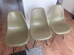 3 (leger)groene kuipstoelen met zwart onderstel, Huis en Inrichting, Stoelen, Ophalen, Zo goed als nieuw, Overige kleuren, Drie