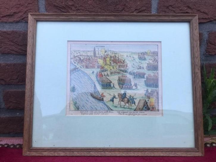 antieke gravure, inname van Zutphen, F.Hogenberg, ca 1580, Antiek en Kunst, Kunst | Etsen en Gravures, Ophalen of Verzenden
