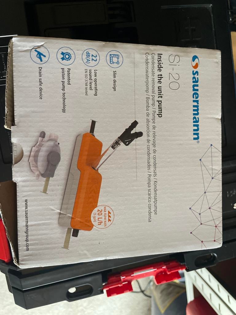 Sauermann Si-20 Condenswaterpomp - Nieuw in doos, Aardgas, Minder dan 3 jaar oud, Minder dan 20 liter, Terugslagbeveiliging (TTB)