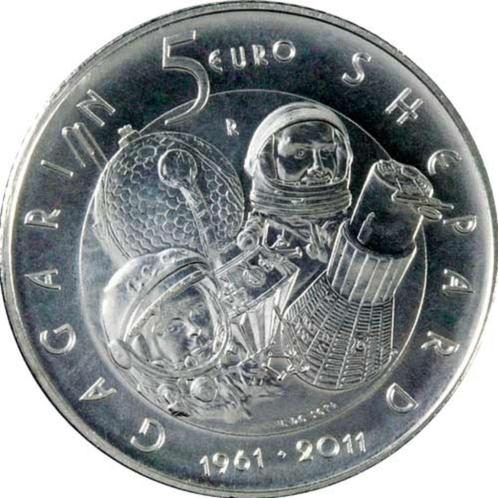 San Marino 5 euro uit 2011, ruimtevaart, zilver, Postzegels en Munten, Munten | Europa | Euromunten, San Marino, Zilver, Ophalen