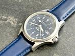 Hamilton Khaki Field 38mm Automatic BLUE Date in Blauw, Overige merken, Leer, Staal, Polshorloge