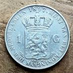 1 gulden 1897 Wilhelmina, Postzegels en Munten, Munten | Nederland, Ophalen, 1 gulden, Zilver, Koningin Wilhelmina
