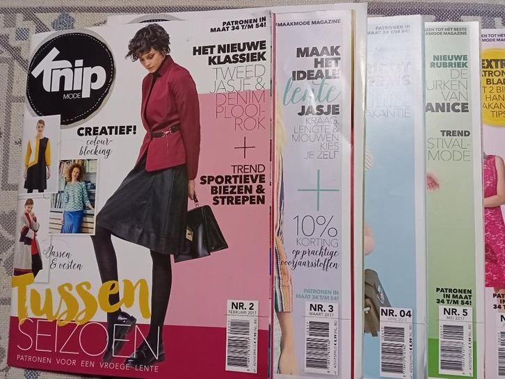 6 Knipmode bladen jaar 2017, Hobby en Vrije tijd, Kledingpatronen, Zo goed als nieuw, Vrouw, Knipmode, Ophalen of Verzenden