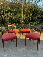 4 eetkamerstoelen (vintage/scandinavisch/Teak), Huis en Inrichting, Stoelen, Ophalen, Hout, Gebruikt, Overige kleuren