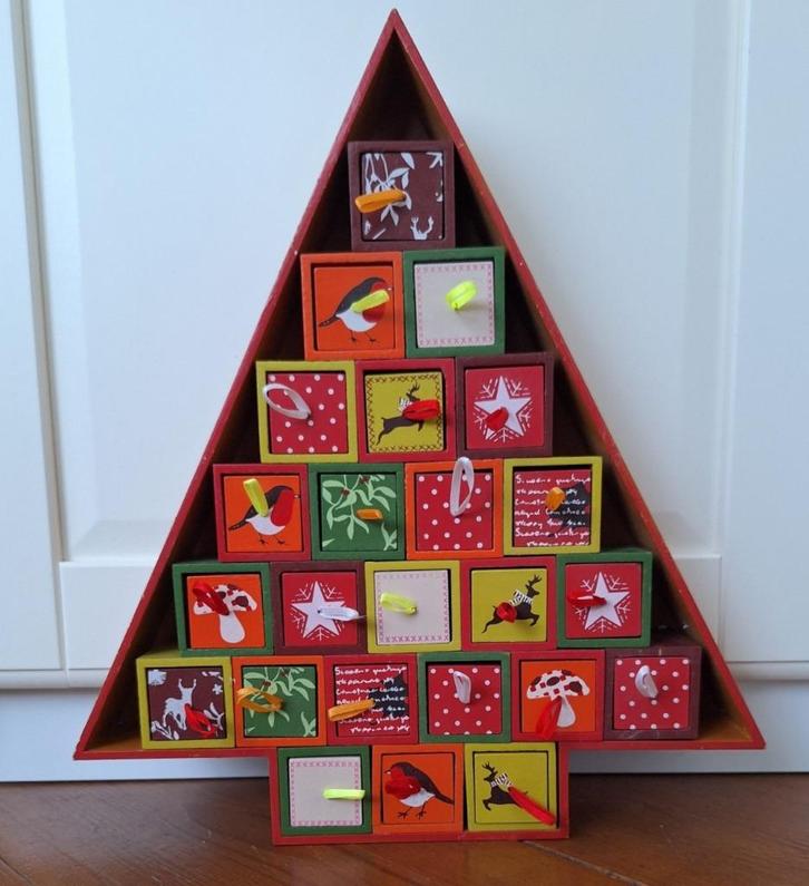 Vintage houten kerst kerstboom advents kalender, Diversen, Kerst, Gebruikt, Ophalen of Verzenden