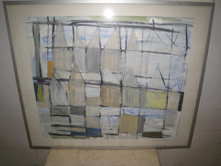 Olieverf van Hermine ten Cate ( 1916-2005), Antiek en Kunst, Kunst | Schilderijen | Abstract