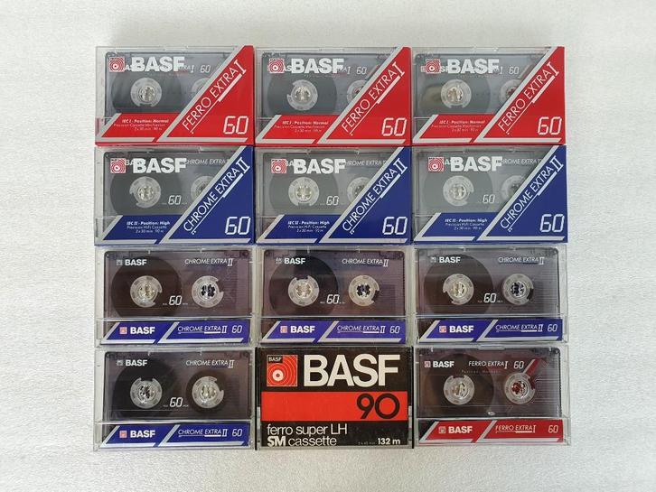 Lot van 12 BASF cassettes, Cd's en Dvd's, Cassettebandjes, Zo goed als nieuw, Onbespeeld, Overige genres, 2 t/m 25 bandjes, Ophalen of Verzenden