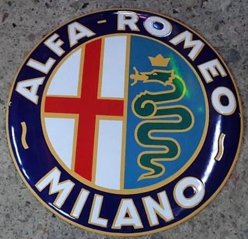 Alfa Romeo milano emaillen decoratie bord en andere borden, Verzamelen, Merken en Reclamevoorwerpen, Zo goed als nieuw, Reclamebord