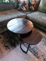 2 zwarte salontafels van mango hout., Ophalen, 50 tot 100 cm, Rond, 50 tot 100 cm
