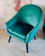 Nieuw groen velvet fauteuiltje, Huis en Inrichting, Stoelen, Ophalen, Zo goed als nieuw, Overige kleuren, Eén