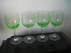 4 Annaglas Uraniumglas Art Nouveau guirlandes wijn glazen, Ophalen of Verzenden