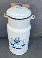 Emaille Witte melkbus met melkmeisje . Brocante look, Ophalen of Verzenden