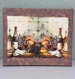 Klassiek Schilderij canvas Delfts blauwe tegels brood wijn, Antiek en Kunst, Ophalen of Verzenden