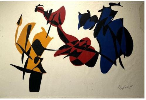 Jan van der Zee (1898) Houtsnede "Abstracte Composi" Ges Gen, Antiek en Kunst, Kunst | Litho's en Zeefdrukken, Ophalen of Verzenden