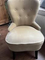 geel/beige fauteuil, Huis en Inrichting, Fauteuils, Stof, 75 tot 100 cm, Zo goed als nieuw, 50 tot 75 cm