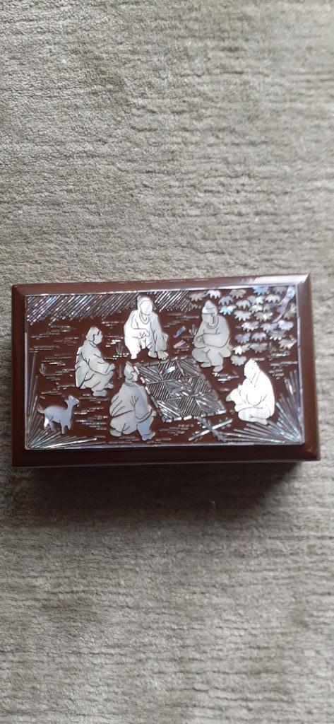 Pracht Lak Kistje Ingelegd Met Parelmoer, Antiek en Kunst, Antiek | Woonaccessoires, Ophalen of Verzenden