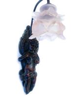 Wandlamp barok engel beeld brons met bloem / roos lamp kap, Huis en Inrichting, Lampen | Wandlampen, Ophalen of Verzenden, Gebruikt