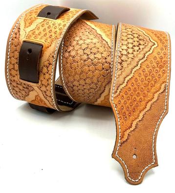GB008 Nieuw tuigleer leder gitaarband handmade Slangenprint beschikbaar voor biedingen