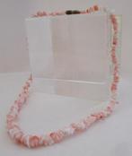 K-6 Koraal Ketting- stukjes-Roze- 41cm eind jaren '70, Verzenden, Nieuw, Roze, Steen of Mineraal