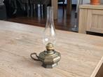 Antiek Metalen Olielampje met Glazen Kap, Antiek en Kunst, Antiek | Lampen, Ophalen of Verzenden
