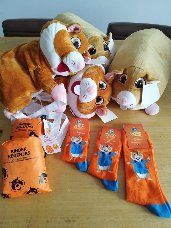 AH Hamster kussen, regenjas, rugzak, sokken, Verzamelen, Supermarktacties, Albert Heijn, Ophalen of Verzenden
