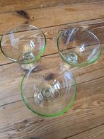 3 IJscoupes Uranium Glas Groen Anna glas vintage, Ophalen of Verzenden, Zo goed als nieuw, Overige typen