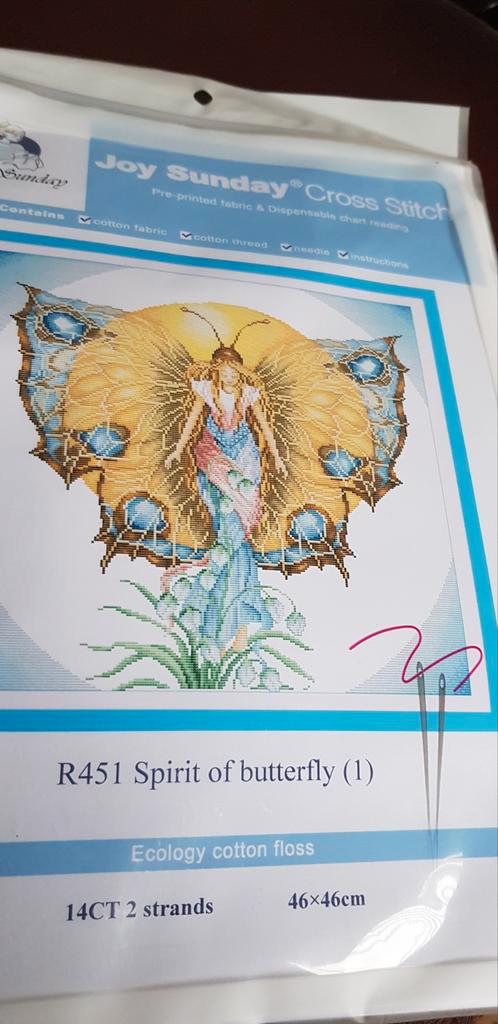 Joy Sunday Borduurpakket - Spirit of Butterfly - Nieuw, Hobby en Vrije tijd, Borduren en Borduurmachines, Nieuw, Borduurpakket