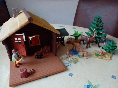 Playmobil blokhut met hertenfamilie, houthakker en meer, Kinderen en Baby's, Speelgoed | Playmobil, Gebruikt, Ophalen of Verzenden