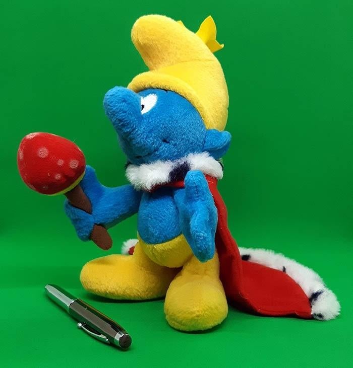 De Smurfenkoning, pluche Smurfknuffel, zeer bijzonder., Ophalen of Verzenden, Zo goed als nieuw, Overige typen