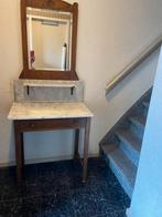 Antieke kaptafel met marmeren blad en spiegel, Ophalen, Rechthoekig, 50 tot 100 cm, 150 tot 200 cm