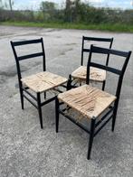 Gio ponti design stoelen, Drie, Gebruikt, Hout, Zwart