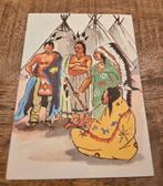 Indianen bij wigwam met waterpijp en speer, Verzenden, Ongelopen, Overige thema's