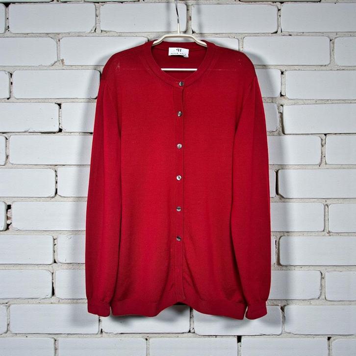 Peter Hahn Vest Maat 52 (L) Rood Gebreid Wol, Kleding | Dames, Truien en Vesten, Zo goed als nieuw, Maat 42/44 (L), Rood, Verzenden