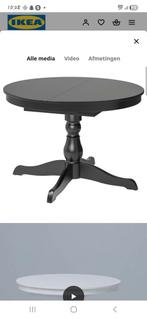 Zwarte Ronde Uitschuifbare Eettafel op Wieltjes, Huis en Inrichting, Tafels | Eettafels, Ophalen, Rond, Modern, Vier personen