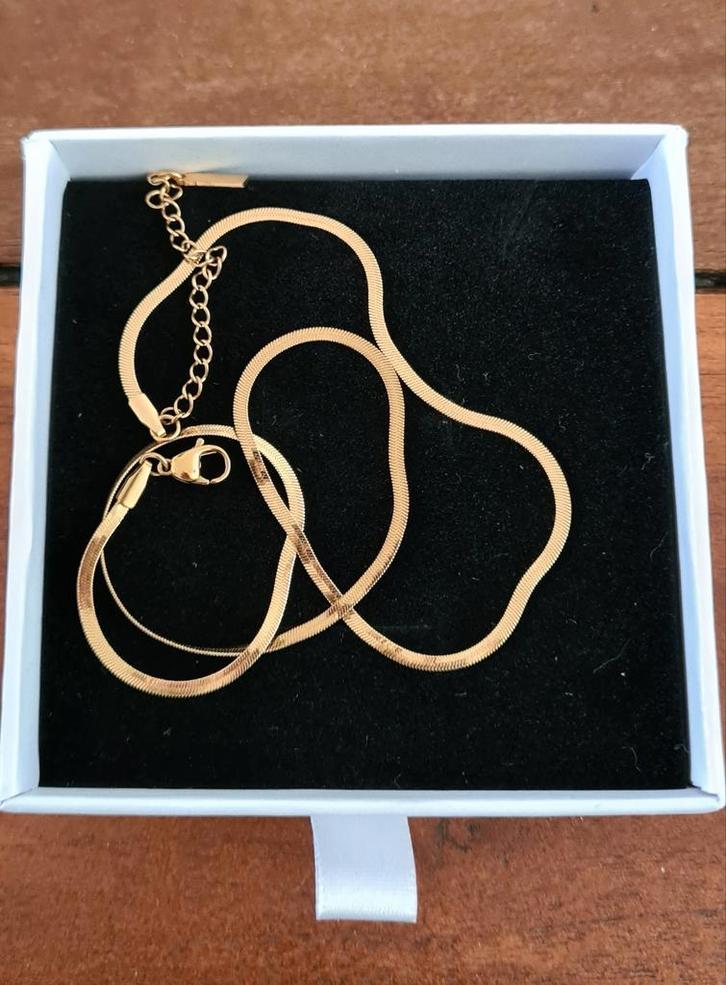 Gouden slangenketting 2 MM, Sieraden, Tassen en Uiterlijk, Kettingen, Nieuw, Overige materialen, Goud, Ophalen of Verzenden