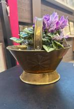 Antiek Messing Bloempot Mandje, Antiek en Kunst, Antiek | Koper en Brons, Ophalen of Verzenden