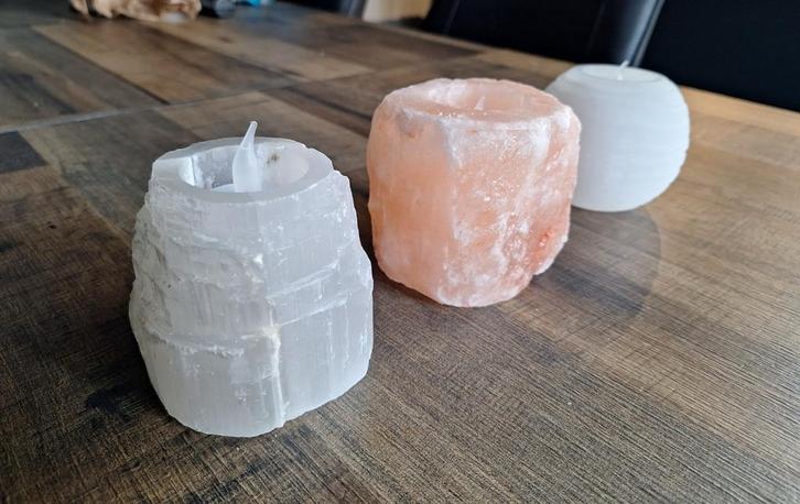 Seleniet & Himalayazout Theelichthouders, Huis en Inrichting, Woonaccessoires | Kandelaars en Kaarsen, Nieuw, Minder dan 25 cm