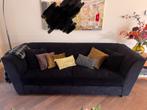 Zwarte Velours Bank - Heerlijk Zitcomfort!, Gebruikt, 75 tot 100 cm, Ophalen of Verzenden, Rechte bank
