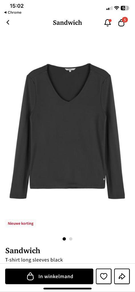 Sandwich jersey shirt zwart XXL NIEUW, Kleding | Dames, T-shirts, Nieuw, Maat 46/48 (XL) of groter, Zwart, Lange mouw, Ophalen of Verzenden