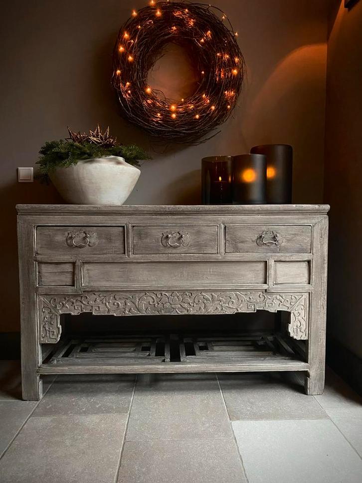 Chinese Sidetable dressoir ladekast chinees hout commode, Huis en Inrichting, Tafels | Sidetables, Gebruikt, 25 tot 50 cm, 100 tot 150 cm