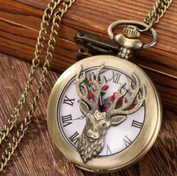 zakhorloge model hert in kleur / kast is bronskleur beschikbaar voor biedingen