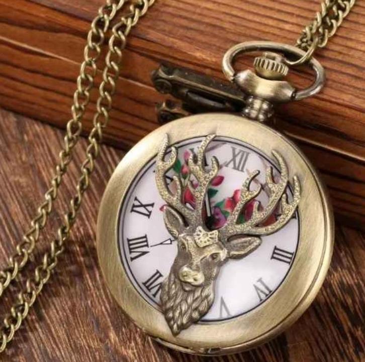 zakhorloge model hert in kleur / kast is bronskleur, Sieraden, Tassen en Uiterlijk, Overige Accessoires, Nieuw, Ophalen of Verzenden