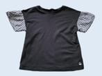 BENETTON zwart T-shirt met geruite mouwen maat 120 ~ SJ2097, Kinderen en Baby's, Kinderkleding | Maat 116, Meisje, Ophalen of Verzenden