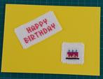 kaart met geborduurd taartje en happy birthday (1664), Ophalen of Verzenden, Nieuw, Overige thema's