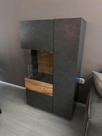 Te koop: Vitrinekast - Grijs/eiken - 80x40x138, Huis en Inrichting, Kasten | Kledingkasten, Ophalen, 100 tot 150 cm, 50 tot 100 cm