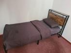 Eenpersoonsbed met hoofdbord en beddengoed, Ophalen, 90 cm, Eenpersoons, Zwart