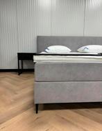 BOXSPRING BED 180 X 200 VELVET LICHT GRIJS VELVET BEIGE BED, Tweepersoons, Ophalen of Verzenden, Zo goed als nieuw, Grijs
