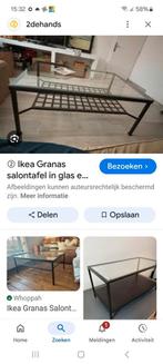 Salontafel ikea , metaal met glas, Huis en Inrichting, Tafels | Salontafels, Ophalen, Gebruikt, 50 tot 100 cm, Glas